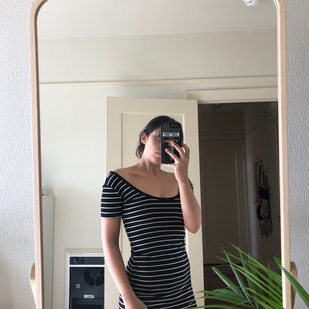 Striped knit midi dress